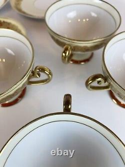 STUNNING Noritake Moriage 1930's Gold Rose Orange Set of 4 Teacups Cups Saucers