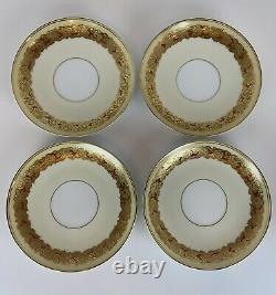 STUNNING Noritake Moriage 1930's Gold Rose Orange Set of 4 Teacups Cups Saucers