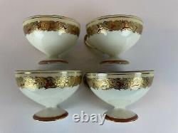 STUNNING Noritake Moriage 1930's Gold Rose Orange Set of 4 Teacups Cups Saucers