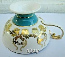 STUNNING Turquoise And Gold Aynsley Pedestal Tea Cup Saucer Signed J A Bailey