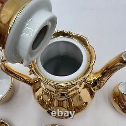 ST Bavaria Germany Gold Gilded Tea Set Service For 6 Sugar Creamer Saucers Cups