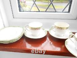 Salisbury Crown china green/gold x12 lot 4x cups 4x saucers 4x side plate gc