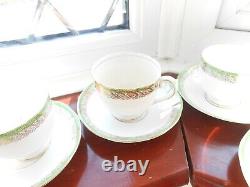 Salisbury Crown china green/gold x12 lot 4x cups 4x saucers 4x side plate gc