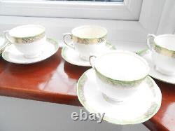 Salisbury Crown china green/gold x12 lot 4x cups 4x saucers 4x side plate gc