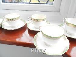 Salisbury Crown china green/gold x12 lot 4x cups 4x saucers 4x side plate gc