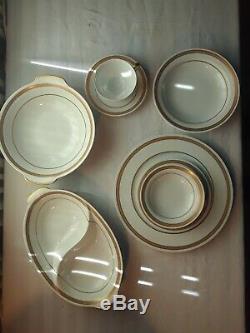 Sango Vintage China Dinnerware-16 Place Set-Gold Trimmed-Plates-Tea Cups-Saucers