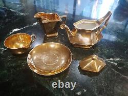 Saucer Cup Cream Set Limoges France T V Depose Deco Gold tone plus 24 K creamer