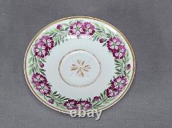 Schlaggenwald Purple Floral Band & Gold Swan Handle Cup & Saucer Circa 1810-1820