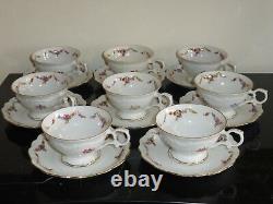 Schumann Bavaria Germany Floral Design & Gold Trim Tea Cups and Saucers Set of 8