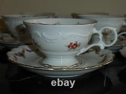 Schumann Bavaria Germany Floral Design & Gold Trim Tea Cups and Saucers Set of 8
