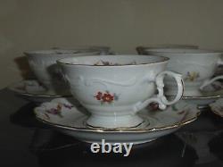 Schumann Bavaria Germany Floral Design & Gold Trim Tea Cups and Saucers Set of 8