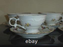 Schumann Bavaria Germany Floral Design & Gold Trim Tea Cups and Saucers Set of 8