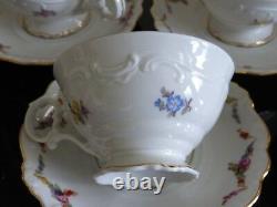 Schumann Bavaria Germany Floral Design & Gold Trim Tea Cups and Saucers Set of 8