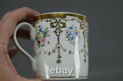 Schumann Berlin German Floral & Gold Garlands Covered Cup & Saucer C. 1851-1869