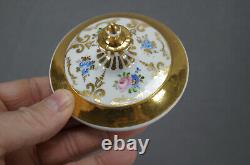 Schumann Berlin German Floral & Gold Garlands Covered Cup & Saucer C. 1851-1869