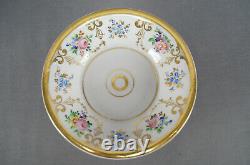 Schumann Berlin German Floral & Gold Garlands Covered Cup & Saucer C. 1851-1869