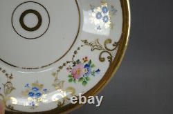 Schumann Berlin German Floral & Gold Garlands Covered Cup & Saucer C. 1851-1869