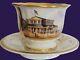 Schumann Porcelain Topographical Alster Pavillion Gold Gilt Tea Cup Saucer
