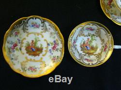 Schwarzenhammer Porcelain 12 Cup & Saucer withPortrait In Cartouche Gold Accents