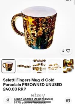 Seletti Mugs & Espresso Cups, Saucers & Spoons Fingers Gold PREOWNED £164 RRP
