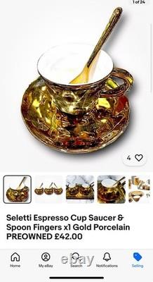 Seletti Mugs & Espresso Cups, Saucers & Spoons Fingers Gold PREOWNED £164 RRP