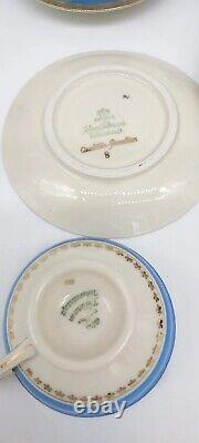 Seltmann Bavaria Set Of 6 Espresso Cup Saucers, Golden Rinbow, Matched Pot