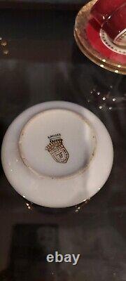 Seltmann Bavaria Set Of 6 Espresso Cup Saucers, Golden Rinbow, Matched Pot