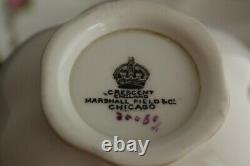 Set 10 George Jones & Sons Crescent pink roses Gold rim CUPS & SAUCERS