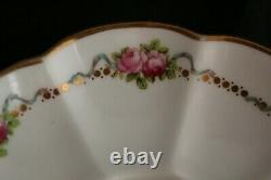 Set 10 George Jones & Sons Crescent pink roses Gold rim CUPS & SAUCERS