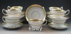 Set 11 Tea Cups & Saucers by Grosvenor Bone China Grecian Pattern with Gold 8818