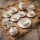Set 21 Pieces Limoges France Porcelain Gold Rimmed Cups/milk Jug/sugar Saucer