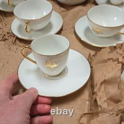Set 21 pieces Limoges France Porcelain Gold Rimmed Cups/milk jug/sugar Saucer