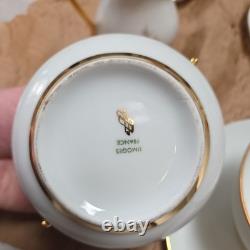 Set 21 pieces Limoges France Porcelain Gold Rimmed Cups/milk jug/sugar Saucer