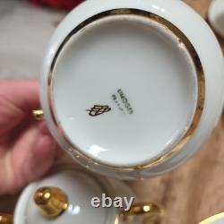 Set 21 pieces Limoges France Porcelain Gold Rimmed Cups/milk jug/sugar Saucer