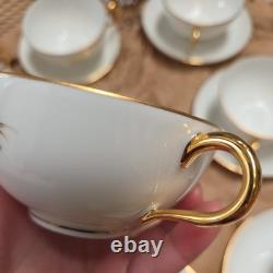 Set 21 pieces Limoges France Porcelain Gold Rimmed Cups/milk jug/sugar Saucer