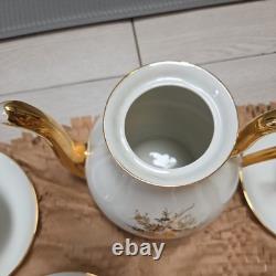 Set 21 pieces Limoges France Porcelain Gold Rimmed Cups/milk jug/sugar Saucer