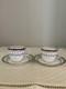 Set/2 Royal Crown Derby Blue White Gold Demitasse Tea Cups & Saucers