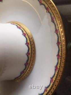 Set 4 Antique Haviland Limoges Demitasse Cups Saucers Gold Pink Floral Garland