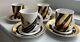 Set 4 Rosenthal Studio Line Espresso Cups & Saucers Black Gold White Porcelain
