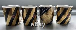 Set 4 Rosenthal Studio Line espresso cups & saucers black gold white porcelain