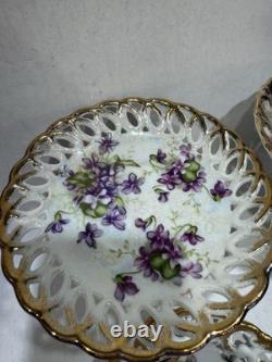 Set 4 Vintage Japan Tea Cups & Saucers Floral Gold 1 Royal Sealy Marked