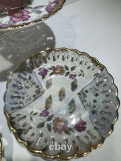 Set 4 Vintage Japan Tea Cups & Saucers Floral Gold 1 Royal Sealy Marked