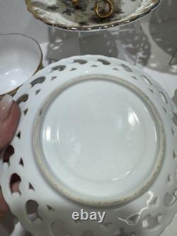 Set 4 Vintage Japan Tea Cups & Saucers Floral Gold 1 Royal Sealy Marked