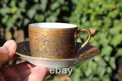 Set 5 Legrand & Cie Superieur Limoges France Porcelain Gold Tea Cups & Saucers