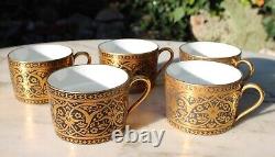 Set 5 Legrand & Cie Superieur Limoges France Porcelain Gold Tea Cups & Saucers