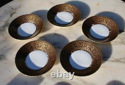 Set 5 Legrand & Cie Superieur Limoges France Porcelain Gold Tea Cups & Saucers