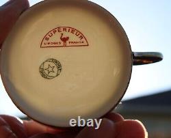 Set 5 Legrand & Cie Superieur Limoges France Porcelain Gold Tea Cups & Saucers