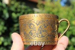 Set 5 Legrand & Cie Superieur Limoges France Porcelain Gold Tea Cups & Saucers
