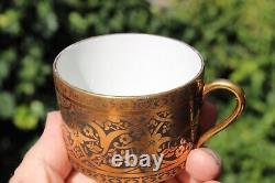 Set 5 Legrand & Cie Superieur Limoges France Porcelain Gold Tea Cups & Saucers