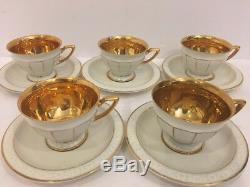 Set 5 Vintage Rosenthal Gold Maria Demitasse Cups & Saucers Germany US Zone